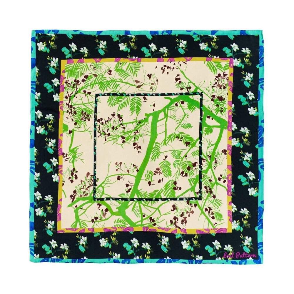 NWT Lost Pattern NYC Floral Tapestry Large Silk Scarf – Black